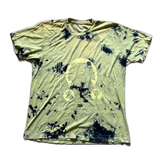 Harry Potter Hufflepuff Yellow Tie Dye Wizard T Shirt Tee Top Mens Size Medium - Picture 3 of 7